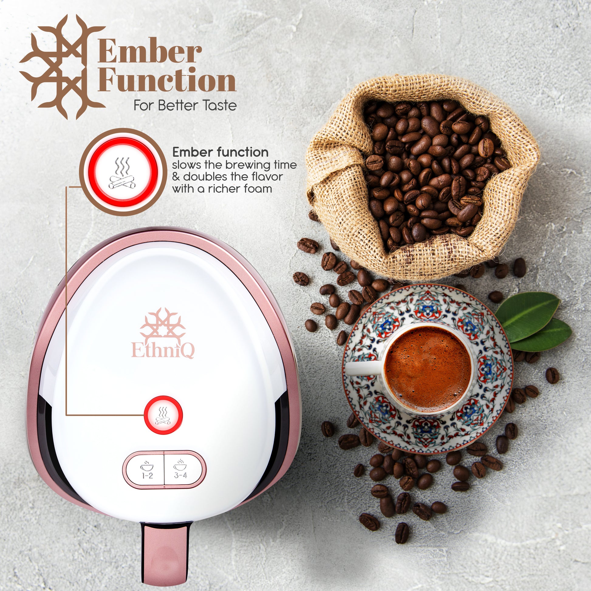 Turkish Coffee Maker - 100% BPA Free, 120V, 1 to 4 Cup Brewing